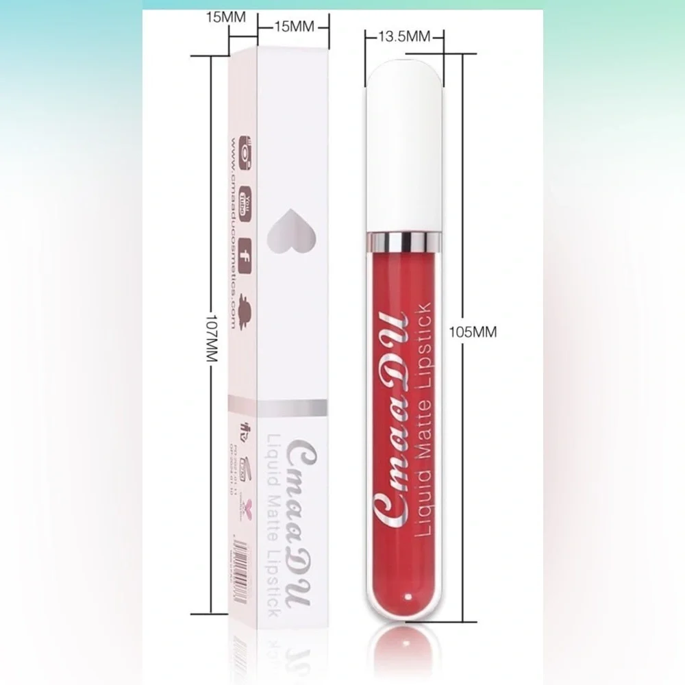 CmaaDu (5) Scarlet Red Liquid Matte Lipstick. 24 Hour Lips.  #05